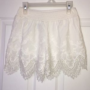 White lace shorts
